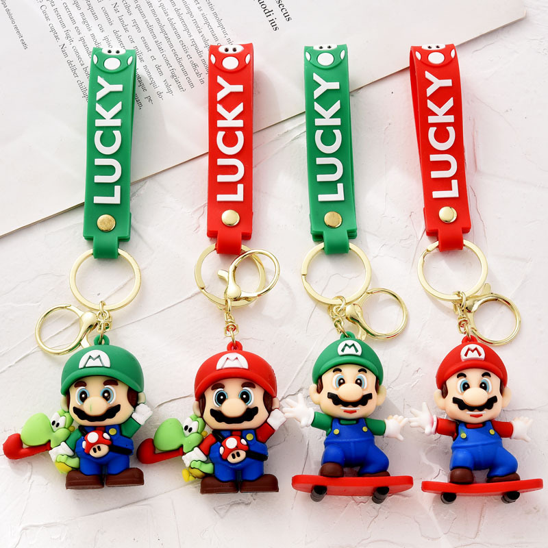 スーパーマリオマリオキーホルダーペンダントかわいいボブルヘッドキーホルダースクールバッグペンダントビデオゲームシティギフト|undefined