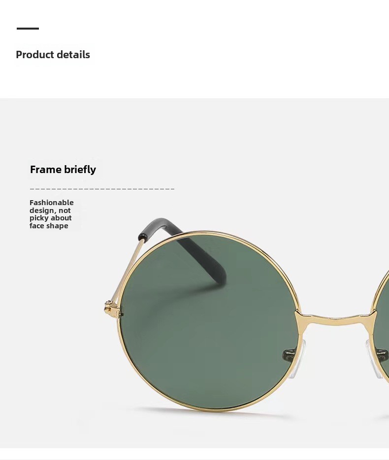 Retro Runde Metall Sonnenbrille Sonnenbrille Neue Unisex Flache Brille Farbe Marine Brille Großhandel_voghion.com
