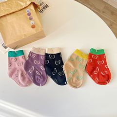 新款兒童中筒襪 ins潮流可愛卡通小熊童襪棉糖果色寶寶學生襪