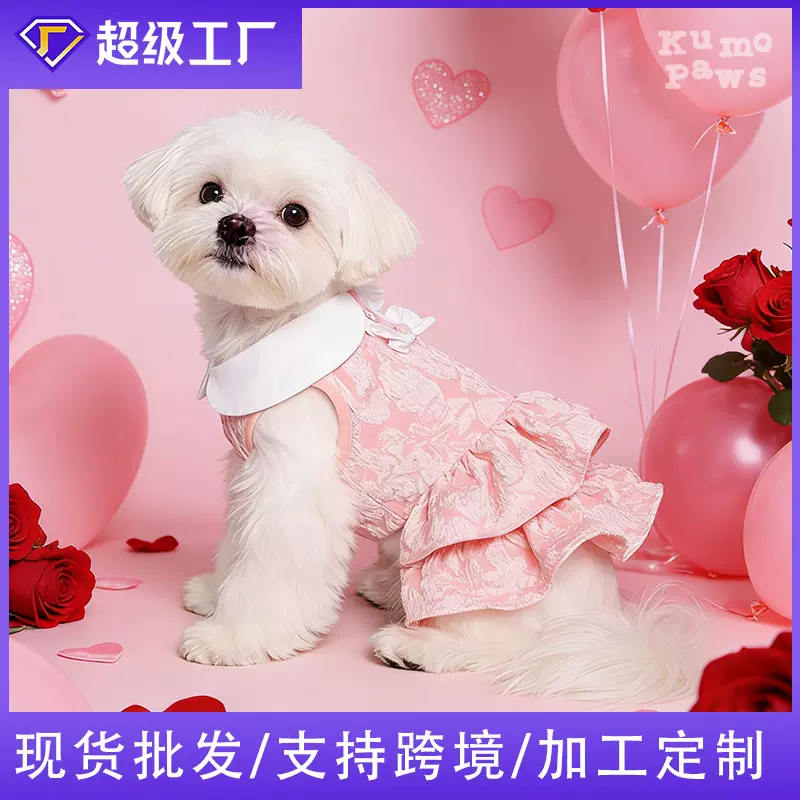 宠物春夏蛋糕裙立体花朵付掉蕾丝公主裙泰迪比熊狗狗猫咪节日限定