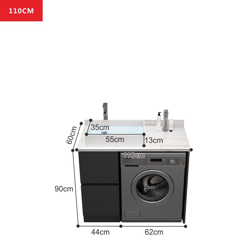 Moderno minimalista lavadora balcón gabinete de baño sin pintura de madera maciza lavabo tambor lavadora compañero gabinete image 6