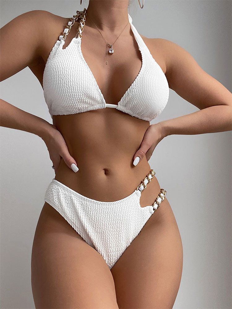 2023 accesorios de cadena de tela plegada especial bikini trajes de baño damas nuevo tamaño de división ajustable bikini