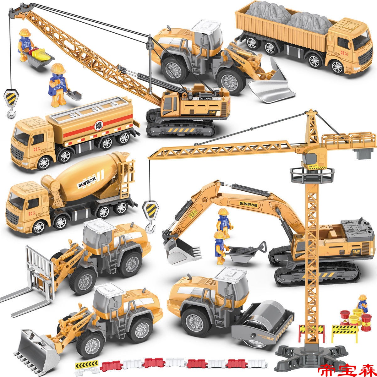 alloy Engineering vehicles wear-resisting Excavators excavator 1-6 men and women baby garden cart Toys suit Hook machine