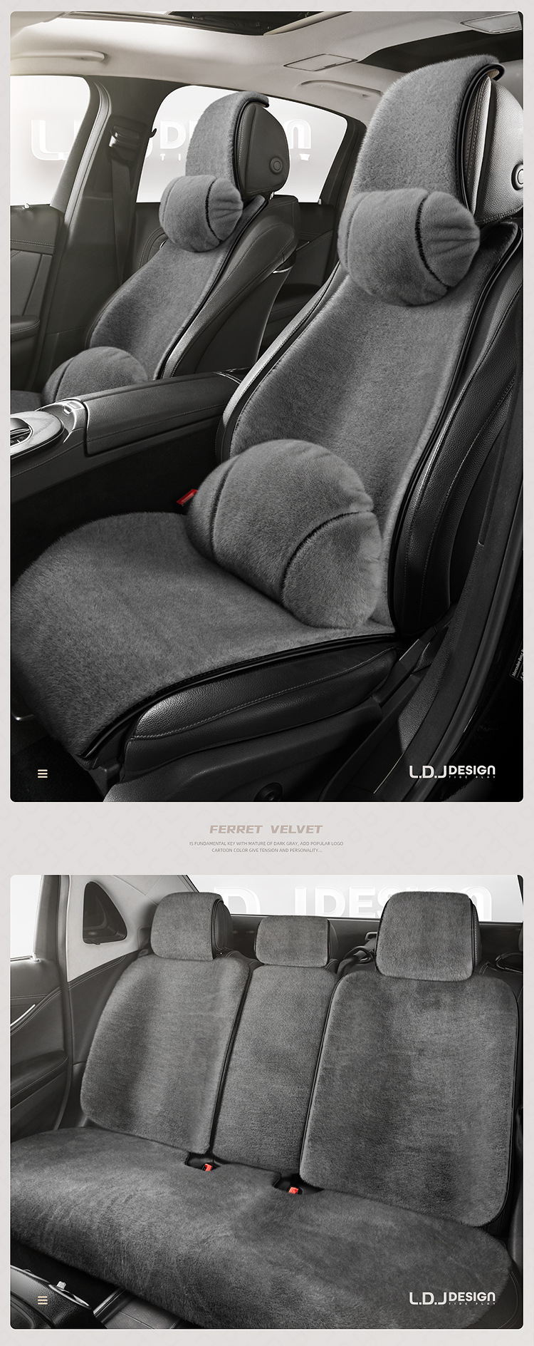 High-End Ferret Velvet Car Seat Cushion Head Pillow Small Three-Piece Autumn and Winter Warm Short Plush Women's Car Seat Cushion