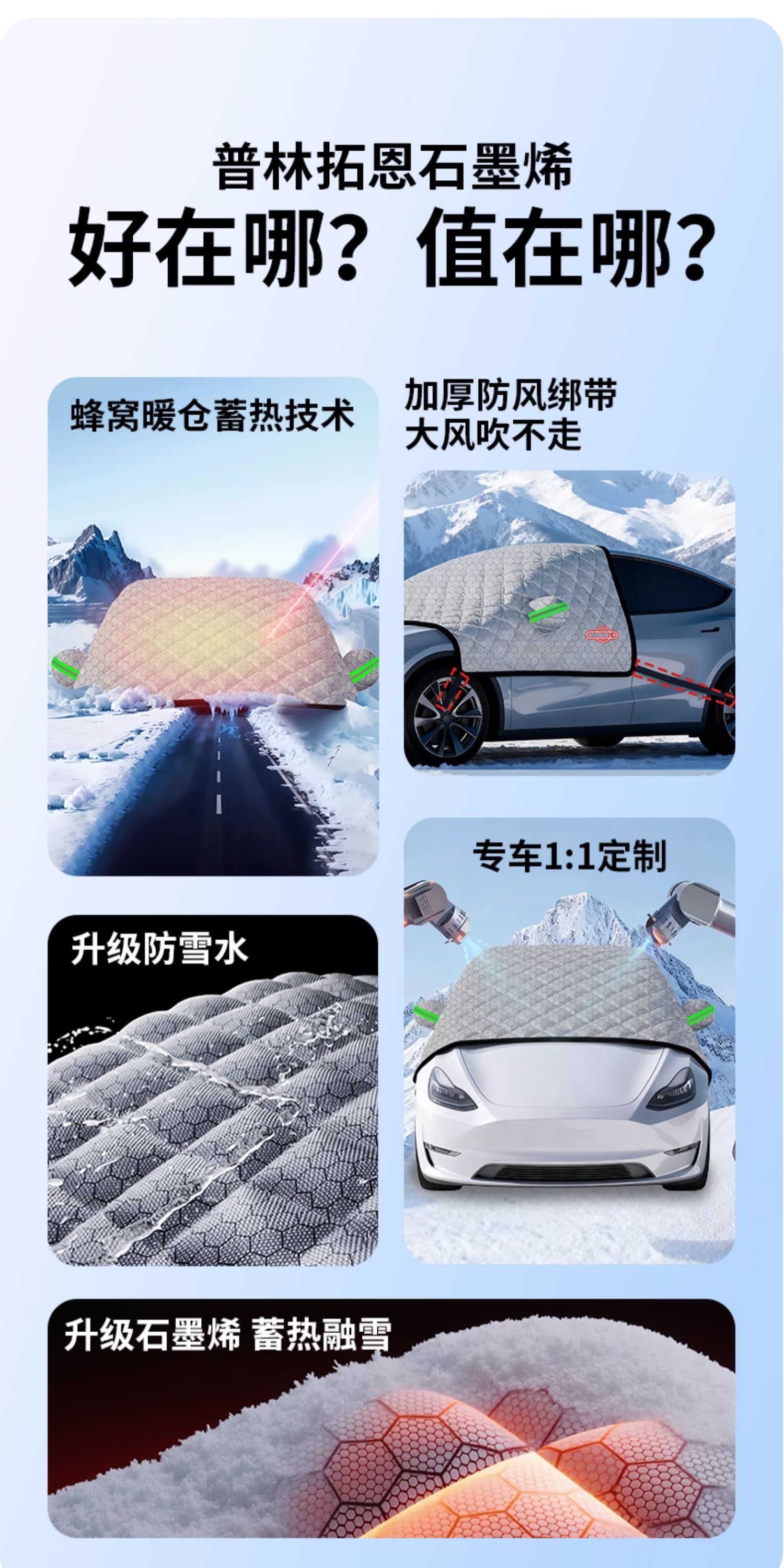 Car Cover, Thickeneded Cold-Proof Half Cover, Winter Snow-Proof, Frost-Proof and Anti-Freeze Cover, Universal Windshield Snow Cover