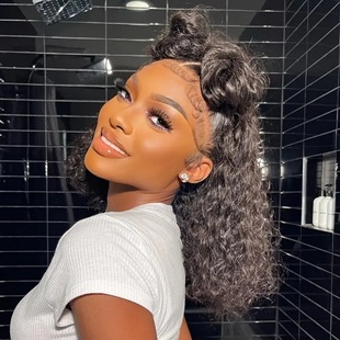 Amazon Cross-border New African Black Small Curly Hair Fashion Front Lace Wig Headgear European and American Foreign Trade Wigs