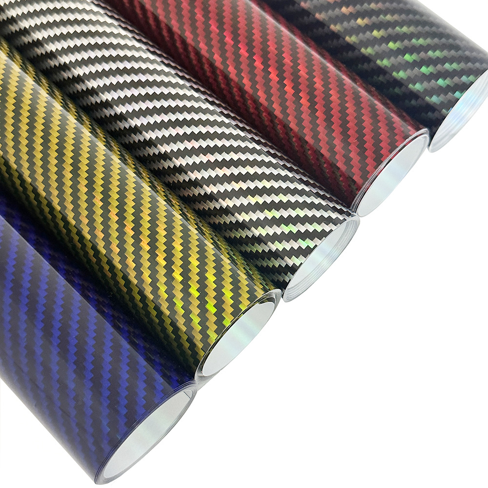 Cross-border new PET9d colorful laser rainbow carbon fiber central control interior sticker rearview mirror full body color change film