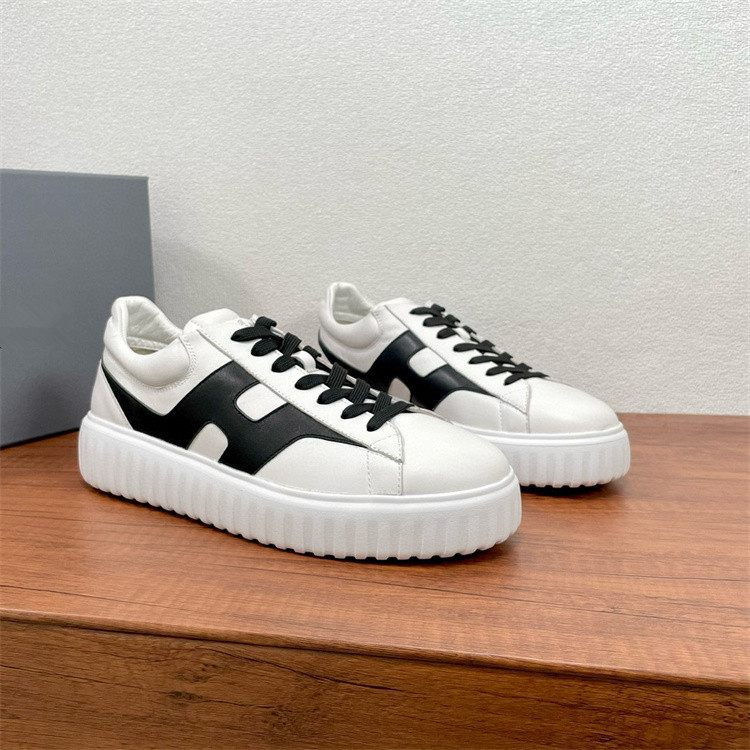 2024 Celebrity Style Hogan Luxury Genuine Leather Retro Color-Blocking Height-Increasing 5cm Thick-Soled Stylish Men's Biscuit Sneakers