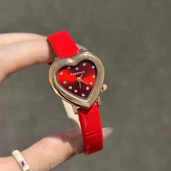 Women's Watch, Fashionable, Simple, Elegant, Retro, Heart-Shaped, Quartz Watch, Compact, Student Girl's Watch, Fashion Watch