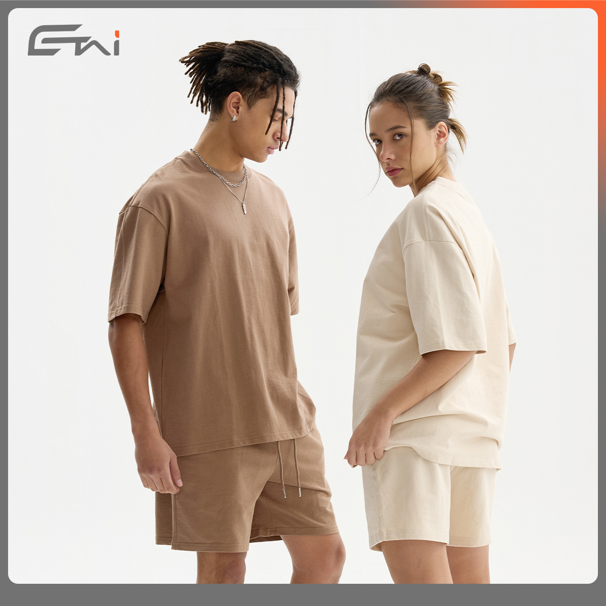 ETAI ropa de hombre de verano suelta algodón de manga corta para hombres y mujeres deportivos casuales de color sólido gran camiseta dos piezas