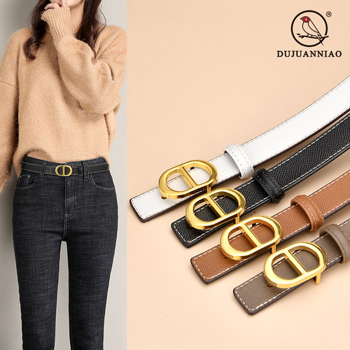 Guangzhou Belt Women's Leather Thin Belt Fashionable Versatile Decorative Dress Summer Smooth Buckle Waist Slimming Belt