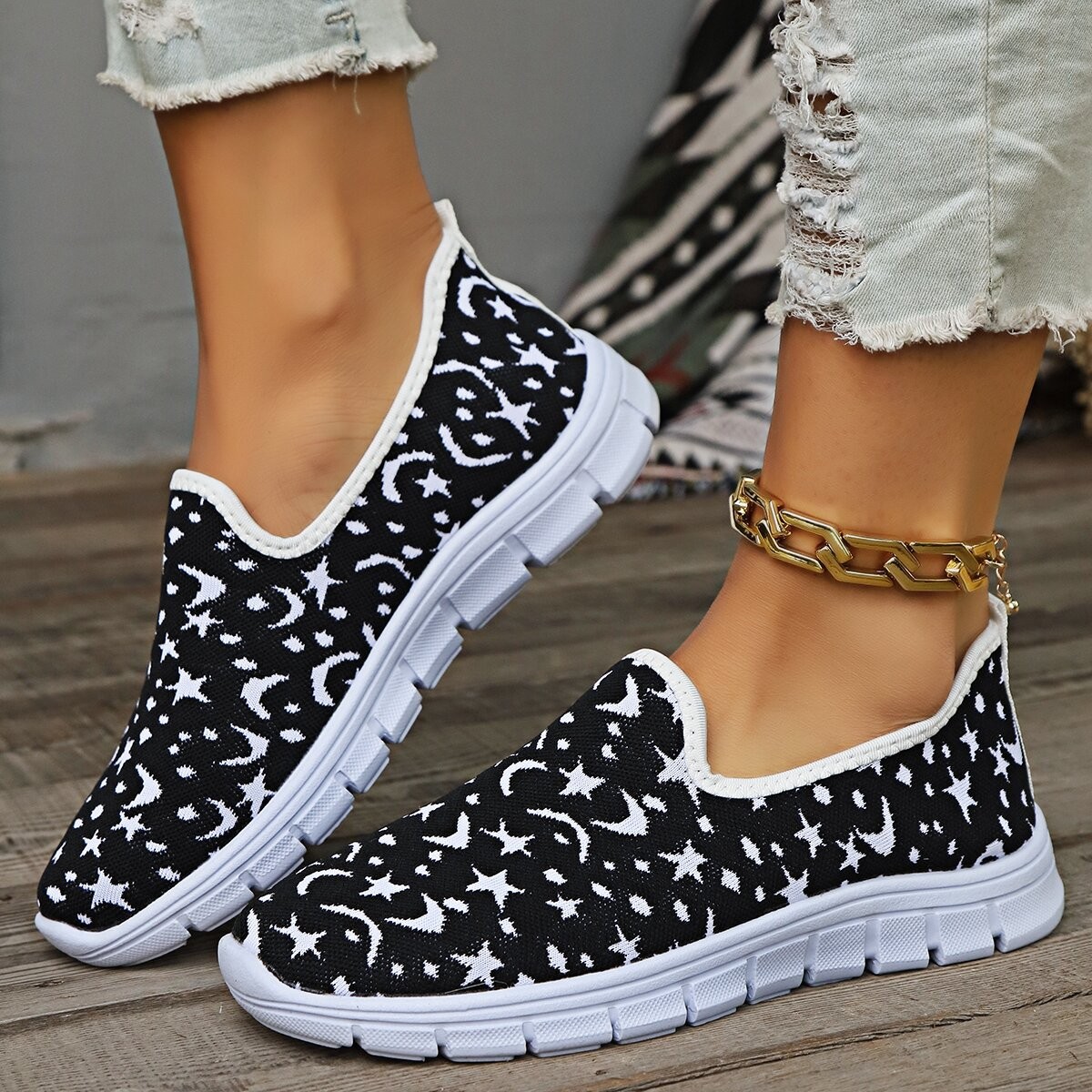 Frauen Schuhe große größe frühjahr und sommer freizeit fliegen stricken neue weiche sohle atmungsaktive mesh einem schritt frauen der einzelnen schuhe_voghion.com