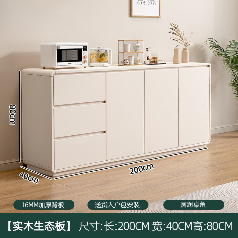 全实木餐边柜家用多层储物斗柜新款客厅简约现代灰色茶水柜储物柜|undefined