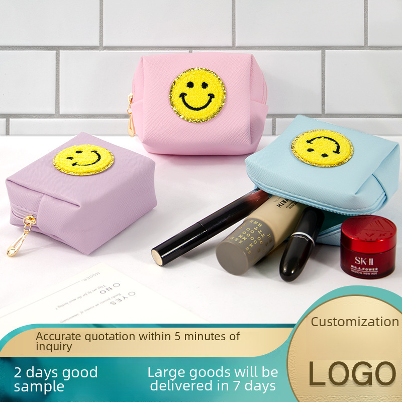 Cross-border Dopamine PU Leather Makeup Storage Octagonal Small Square Bag Simple Solid Color Gift Cosmetic Bag