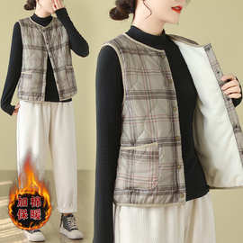 2025 日系马甲外套 女士保暖绗棉坎肩 加绒马夹内胆 冬女装