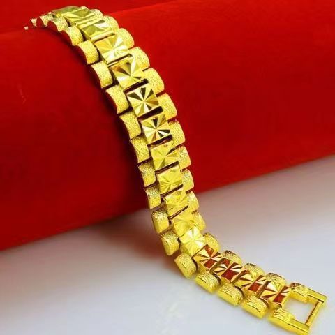 Fashion European Coin Copper Gold-Plated Handmade Engraved Bracelet Watch Chain for Men and Women Creative Personalized Bracelet Factory Wholesale