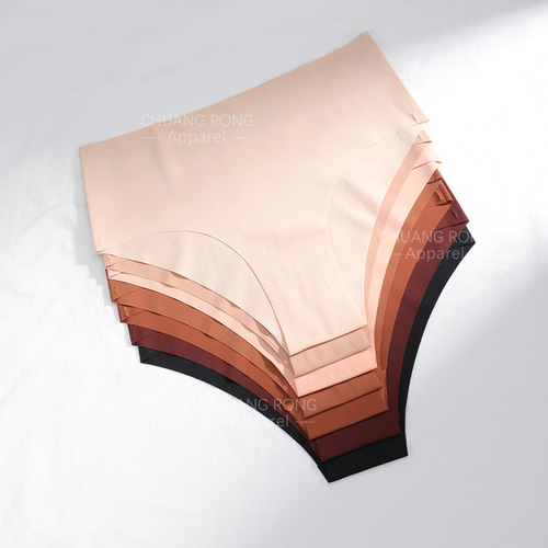 European and American seamless ice silk underwear for women large size mid-waist pure cotton crotch breathable maternity quick-drying briefs for women casually cut