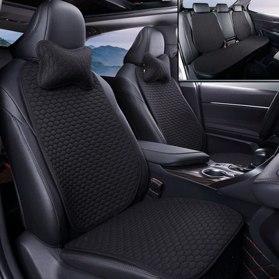 Four Seasons Pad, Ji Ying Linen Cushion - black-and-black-seven-piece-set-linen-cushion-five-seat-car