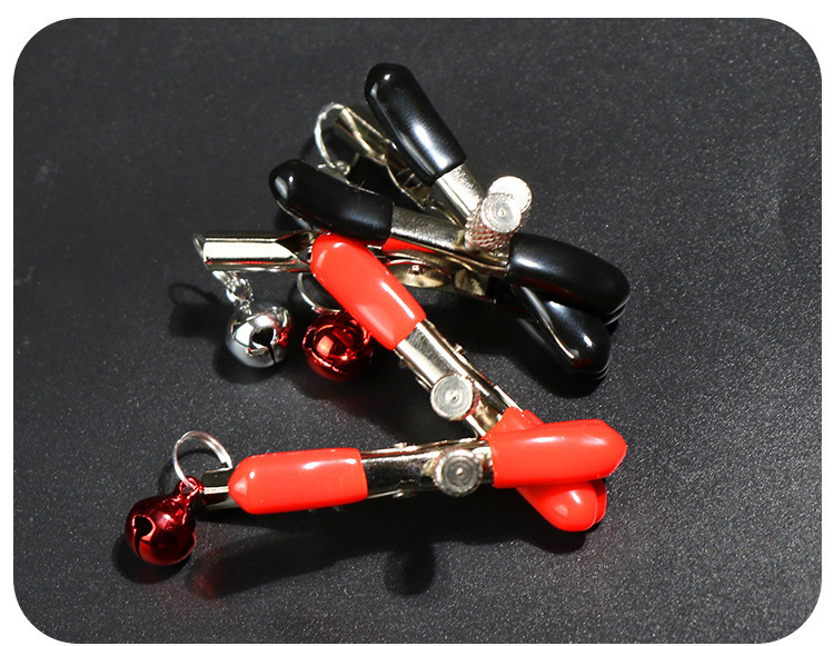 Jiuai Bell Nipple Clamps in Pink, Metal and PVC Body, Adult Couple Sensory Accessory — detail image 16