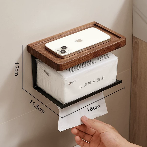 [Walnut+Black] One-way single-pull paper holder