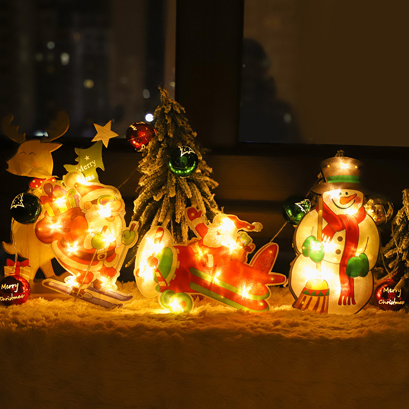 Venta caliente transfronteriza tienda de decoración atmósfera escena Diseño De vacaciones decoración lámpara LED ventosa ventana lámpara colgante Navidad