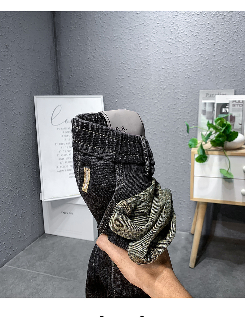 Trendy brand hot selling jeans for men in spring autumn  2024, blue and gray drawstring slim fit small leg pants, men's_senzul.com