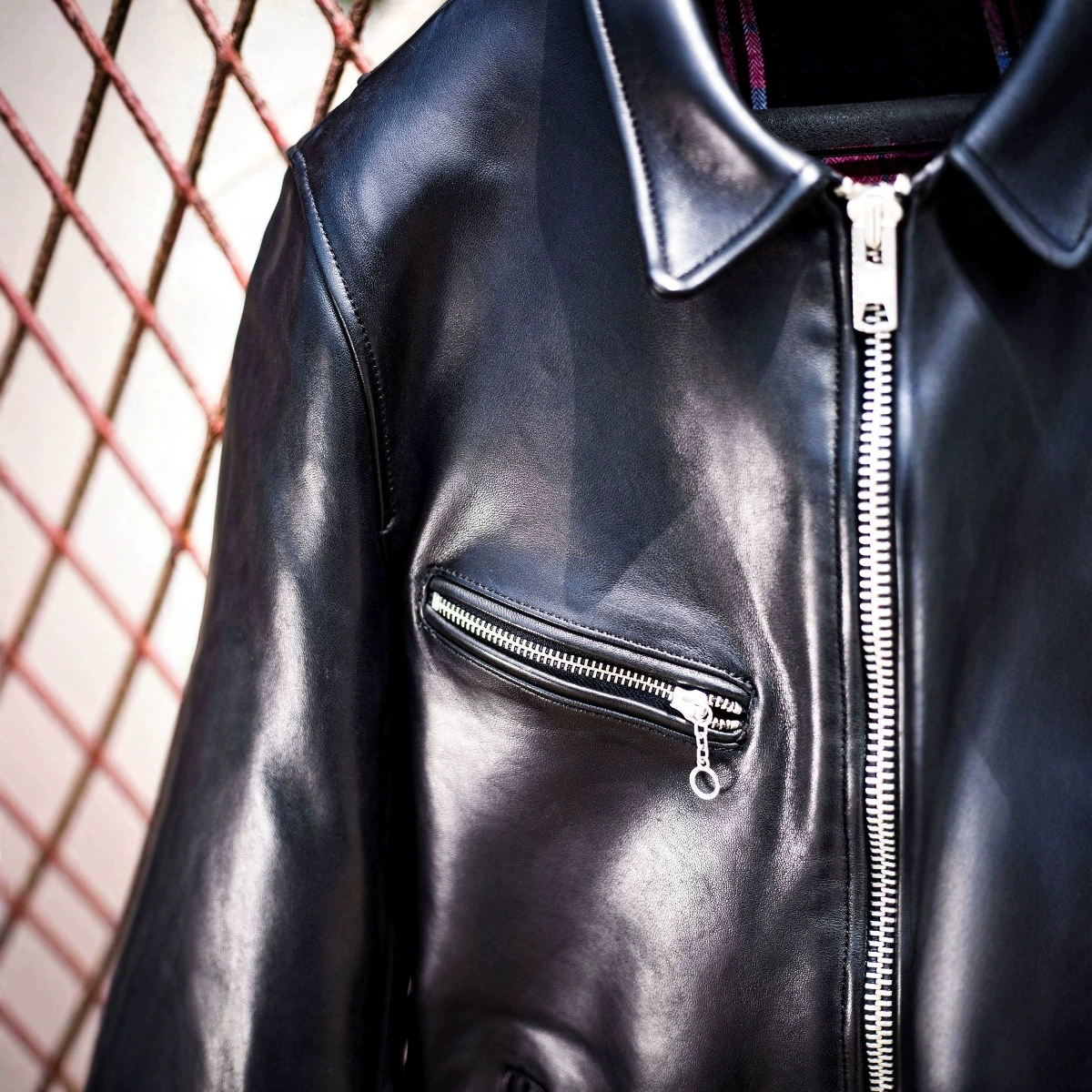 Men's genuine leather jacket, Japanese import, punk style, zip pockets, black, M–XXXL