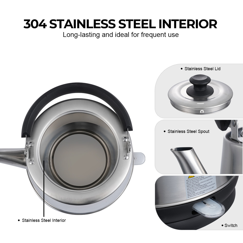 Winning star comercio exterior transfronterizo de acero inoxidable hotel automático hervidor de gran capacidad tetera eléctrica