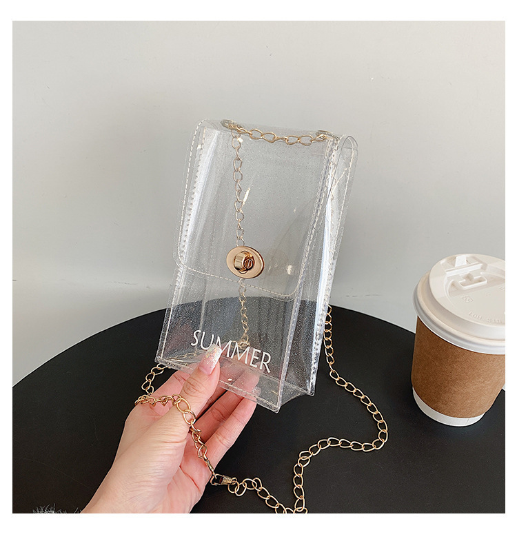 Women's Small Spring&summer Pvc Letter Fashion Transparent Square Lock Clasp Jelly Bag display picture 3