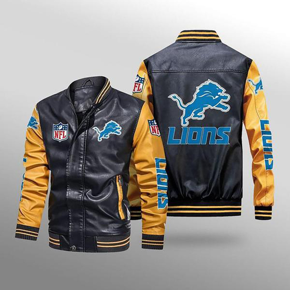 Chaqueta de cuero NFL gruesa impresa de tamaño grande primavera y otoño más chaqueta de locomotiva de hombre chaqueta de león chaqueta de cuero