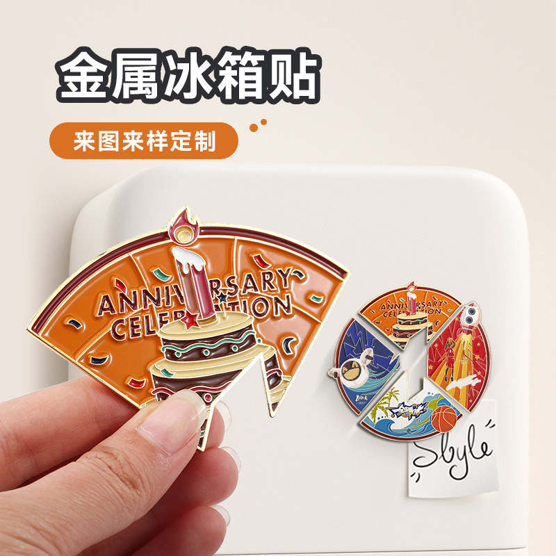 Metal refrigerator magnets custom alloy enamel badge creative rotating combination scenic cultural travel gift puzzle combination