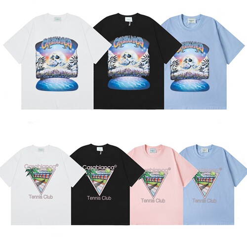 Cross-border 2025 Summer New Trend Casablanca Letter Logo Print Men's and Women's Unisex T-shirt