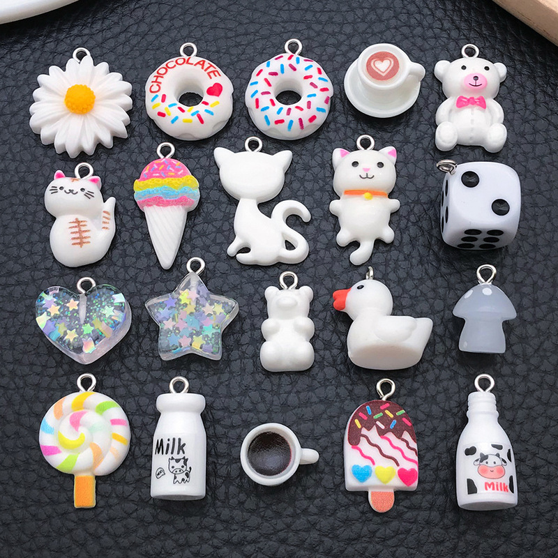 DIY Jewelry Accessories 20 White Resin Heart-Shaped Five-Pointed Star Pendants Bracelet Necklace Earrings Key Pendant Materials DIY Jewelry Accessories 20 White Resin Heart-Shaped Five-Pointed Star Pendants Bracelet Necklace Earrings Key Pendant Materials