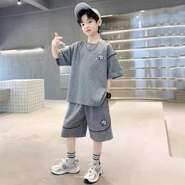 男童夏装套装2025新款洋气中大童男孩夏季时髦运动短袖短裤潮童装