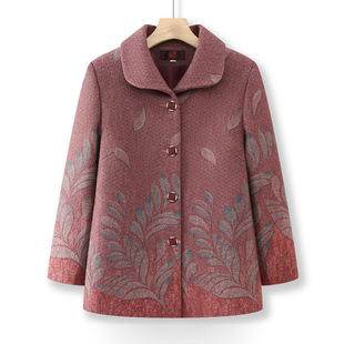 Granny spring and autumn coat 2024 new old lady lapel gown 60 years old 70 middle-aged female mother spring coat