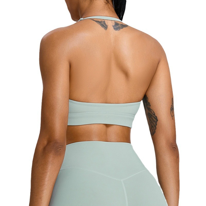 Verano nuevo desnudo cuello colgante ropa interior deportiva chaleco de yoga femenino reuniendo belleza de espalda deportiva bra de fitness chaqueta superior