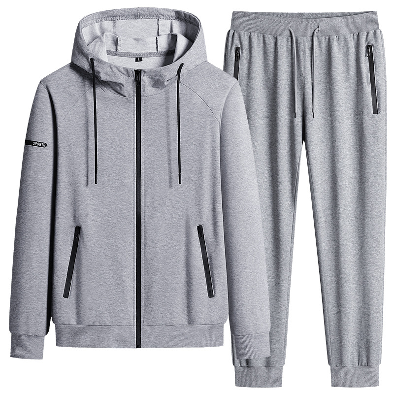 Suéter transfronteriza de primavera y otoño con capuzas de dos piezas de algodón puro juego deportivo casual para correr abrigo de ropa deportiva casual