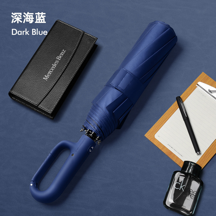 Hebilla de anillo de 10 huesos, plegable completamente automático, soleado y lluvioso, gran capacidad, doble parasol de coche resistente al viento, paraguas de protección solar