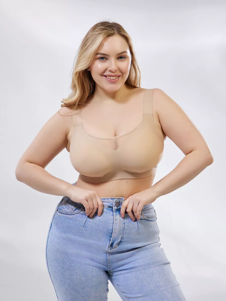 Plus Size Jelly-BH aus Mesh, blickdicht, formend für große Brüste, nahtlos, kabellos, bequem, für den Alltag_voghion.com