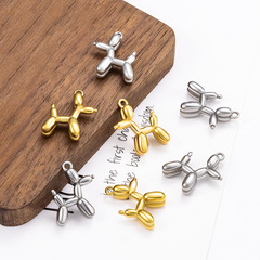 ステンレス鋼真空メッキゴールデン立体バルーン犬ペンダントジュエリー DIY ネックレスファッショントレンディなブランド子犬ペンダント