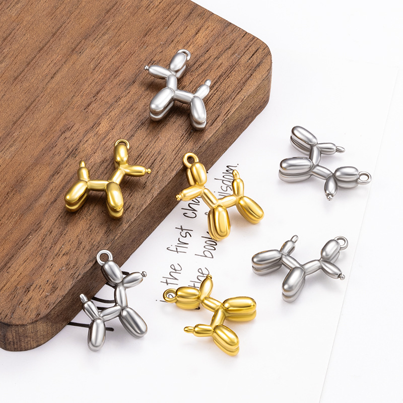 스테인레스 스틸 진공 도금 골드 입체 풍선 개 펜던트 쥬얼리 DIY 목걸이 패션 브랜드 강아지 펜던트