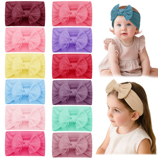 Cross-Border Hot-Selling Soft-Knot Baby Hairband Elastic Wide-Brimmed Bow Children's Baby Soft and Non-Harmful Hairband Hair Accessories