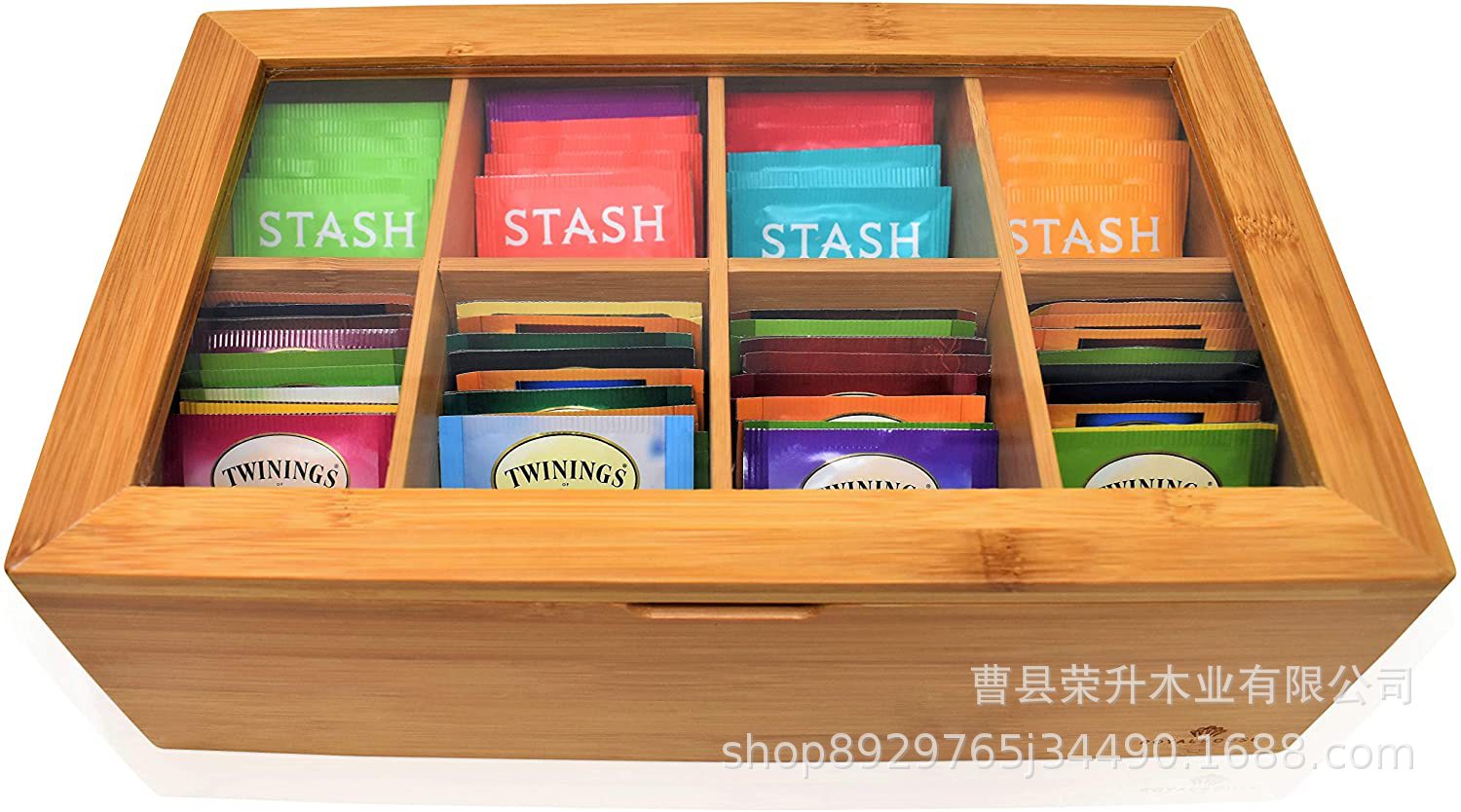 茶叶收纳小木盒竹制茶包收纳盒长方形分格咖啡家用酒店茶叶包