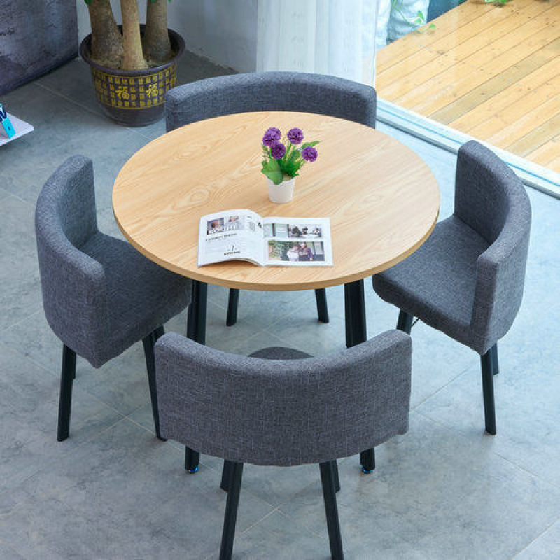 둥근 나무 회색 천 의자 핫