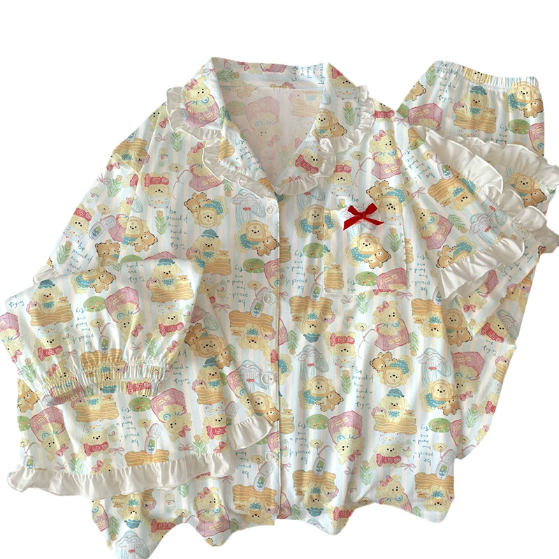 Японская милая хлопковая пижама, комплект, с коротким рукавом, 3 предмета
