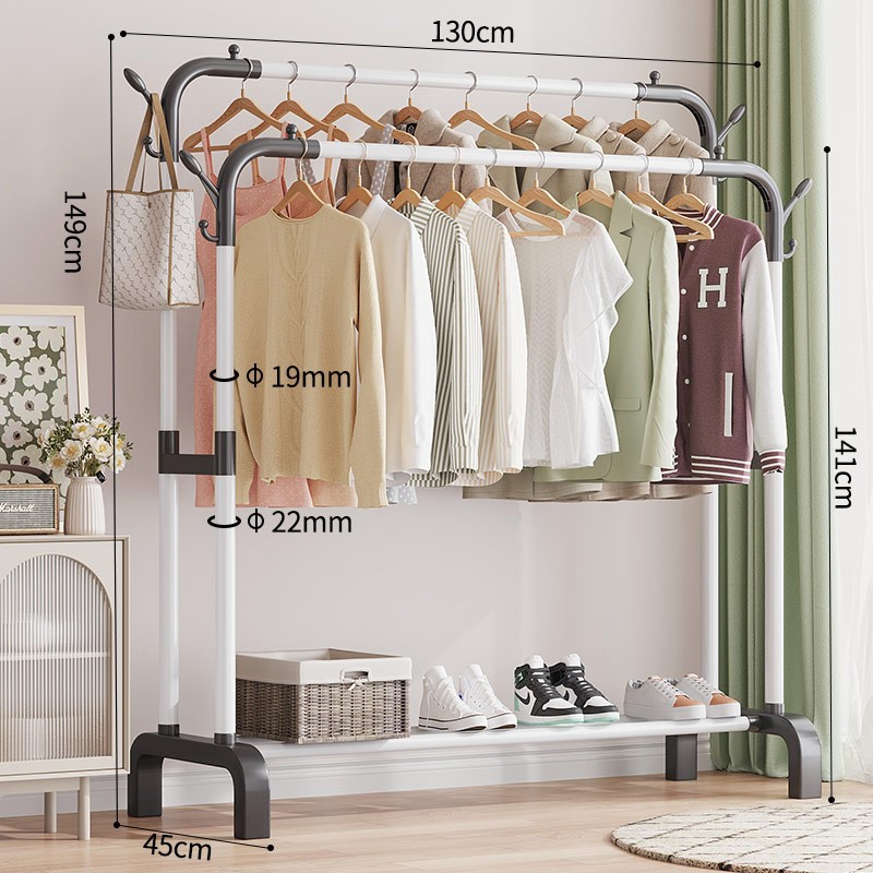 흰색 이중 극 130cm [두꺼워진 강관 업그레이드]