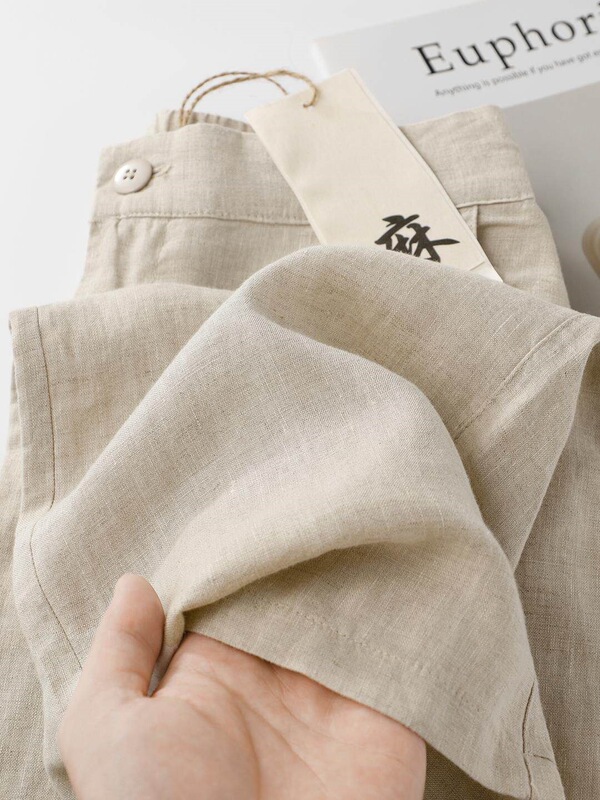 【French Linen】Old Money Style Relaxed Fit Full Linen Long Pants for Women, Autumn Loose Pure Linen Narrow Wide-Leg Pants
