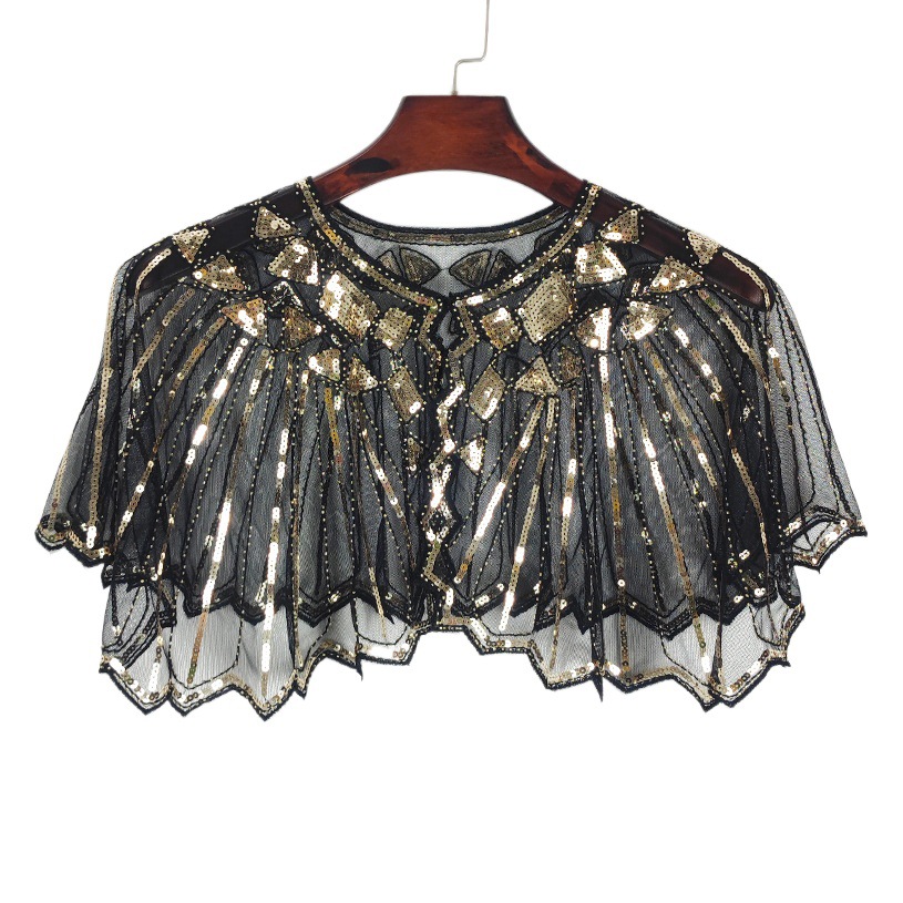 Women's Summer Sequin Mesh Hollow-Out Beaded European and American Style Shoulder-Covering Sun Protection Thin Short Jacket Sequin Beaded