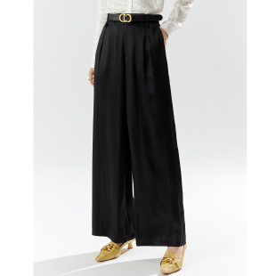 [Customized] 2025 New Women's Black Wide-Leg Pants High Waist Suit Pants Loose Mopping Pants Commuting Casual