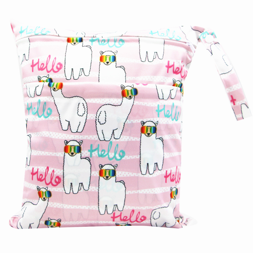 Asenappy bolsa de pañales 30*36cm bebé doble cremallera impresión impermeable bolsa de pañales cien tipos de impresión en stock